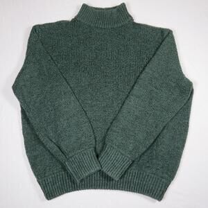 Aerie Womens Knit Pullover Mock Neck Green Size Medium Preppy Classic